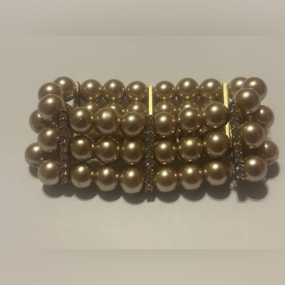 Costume Faux Pearl Rhinestone Stretch Bracelet #7322
